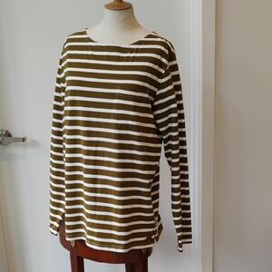 Scotch & Soda Olive and White Striped Top